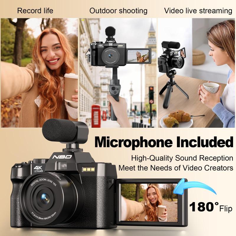 Câmera digital NBD 48MP 16X Zoom 4K Vlogging com lente macro